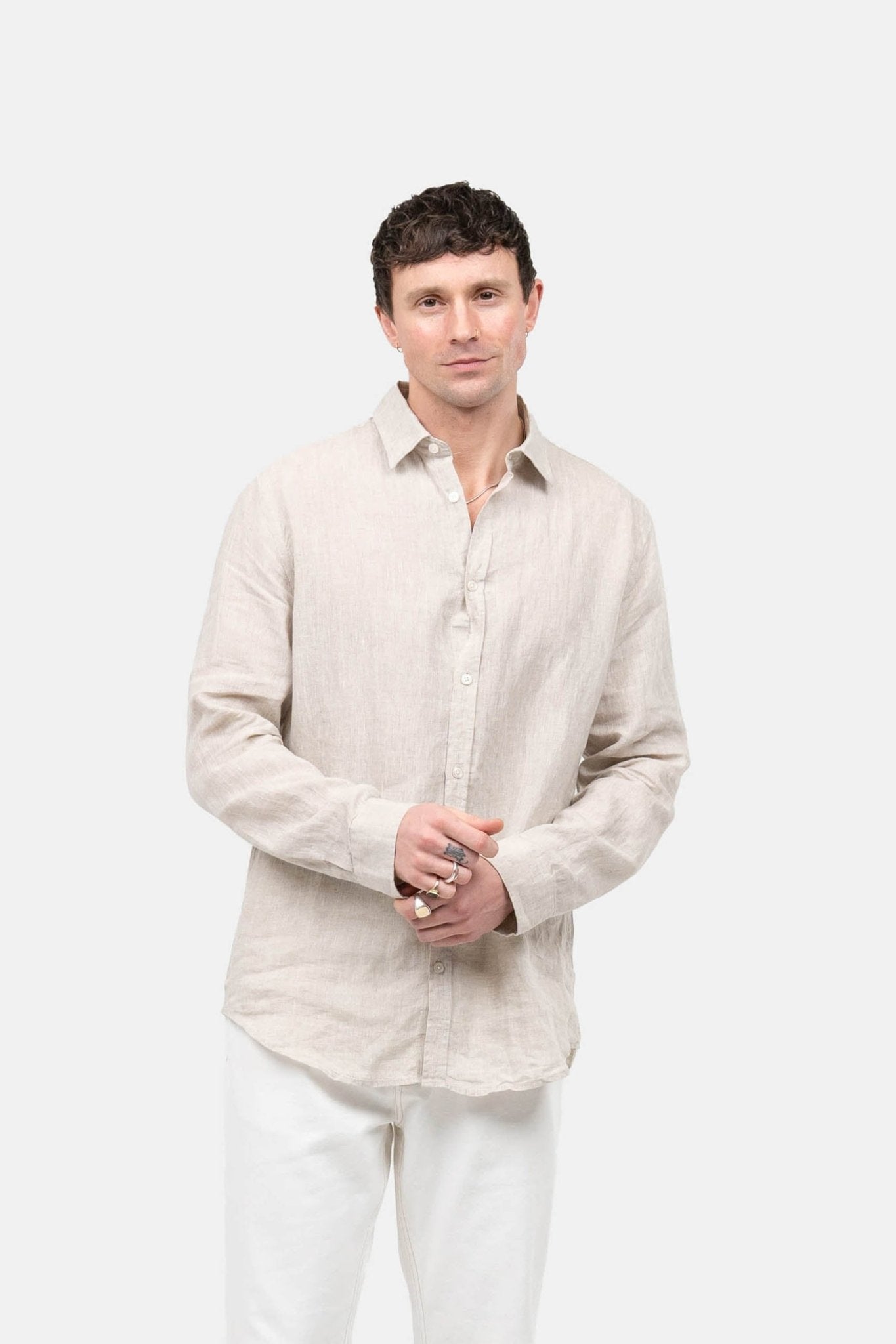 Langærmet Hørskjorte Beige | Skagen-clothing.dk